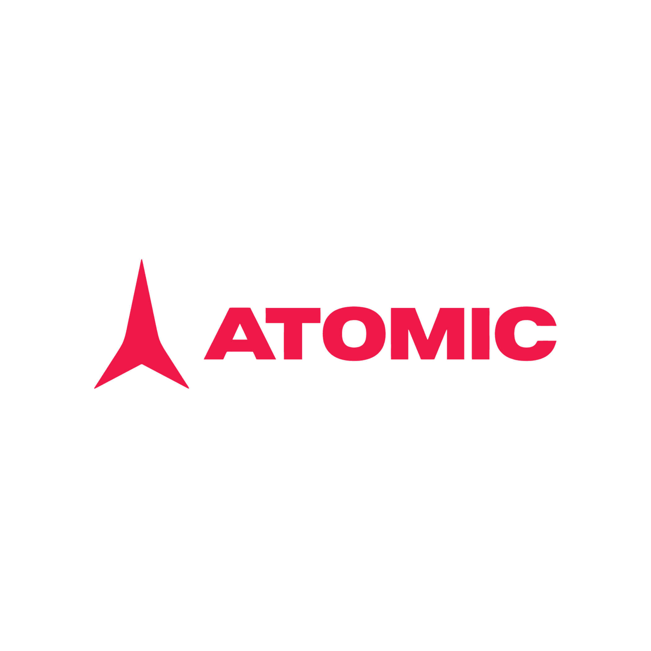 Red stylized triangular logo and bold red text reading ATOMIC on a white background. - Scuola Sci Cortina