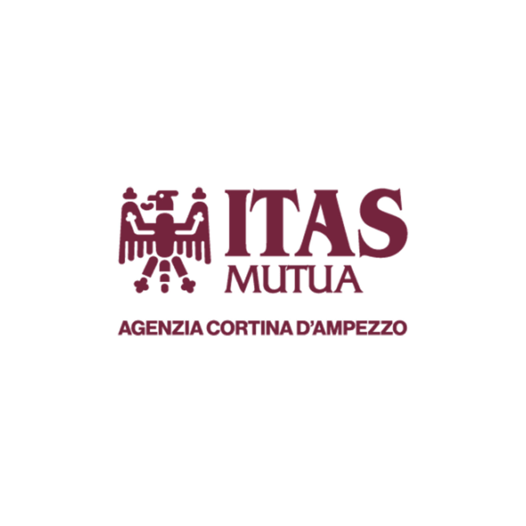 Maroon eagle logo with ITAS MUTUA and AGENZIA CORTINA DAMPEZZO text on a white background. - Scuola Sci Cortina